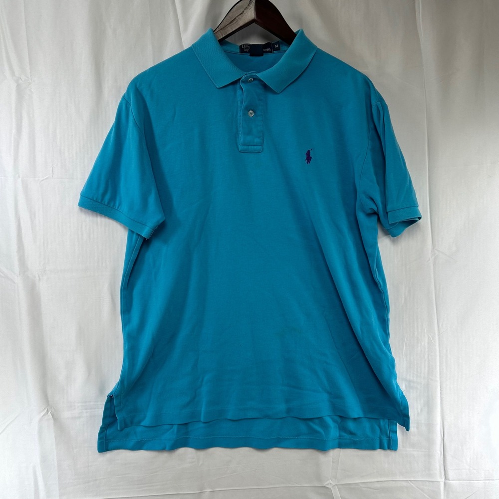 Polo Ralph Lauren Polo Shirt Mens Medium Turquoise Blue Short Sleeve Cotton
